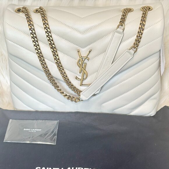 Saint Laurent YSL Loulou Medium Leather Shoulder Bag in Blanc Vintage, NWT - Picture 1 of 9